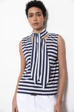 Top Poncha Riga - Bianco Blu Navy - immagine 3