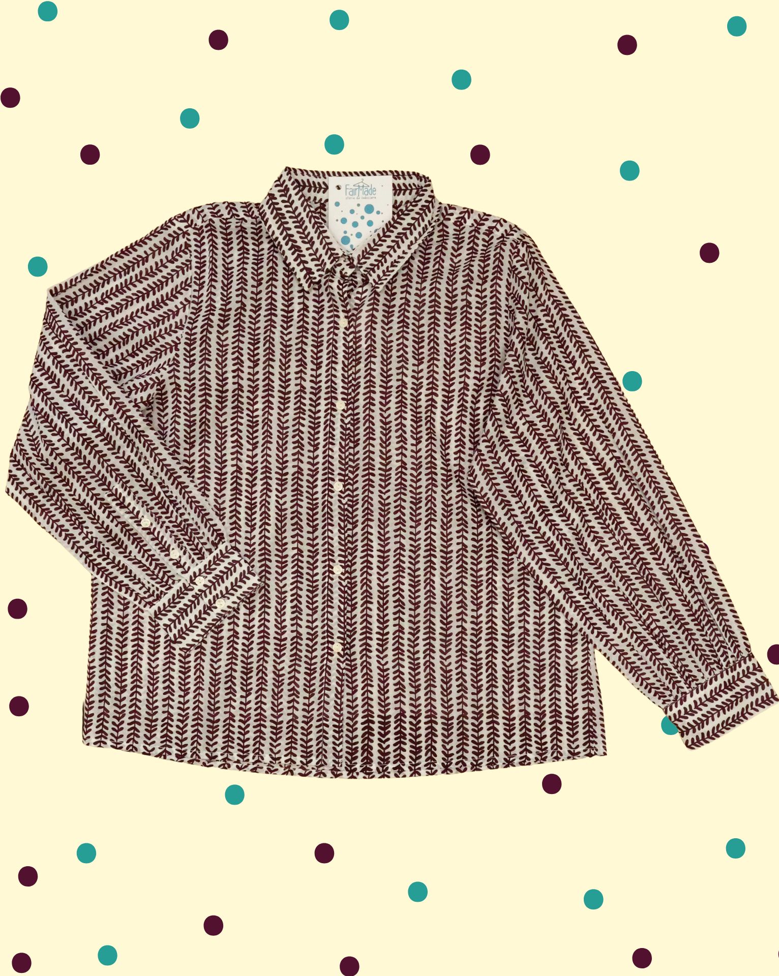 camiciaghiacciolofogliolineburgundy Camicia Ghiacciolo Foglioline - Burgundy - immagine 1