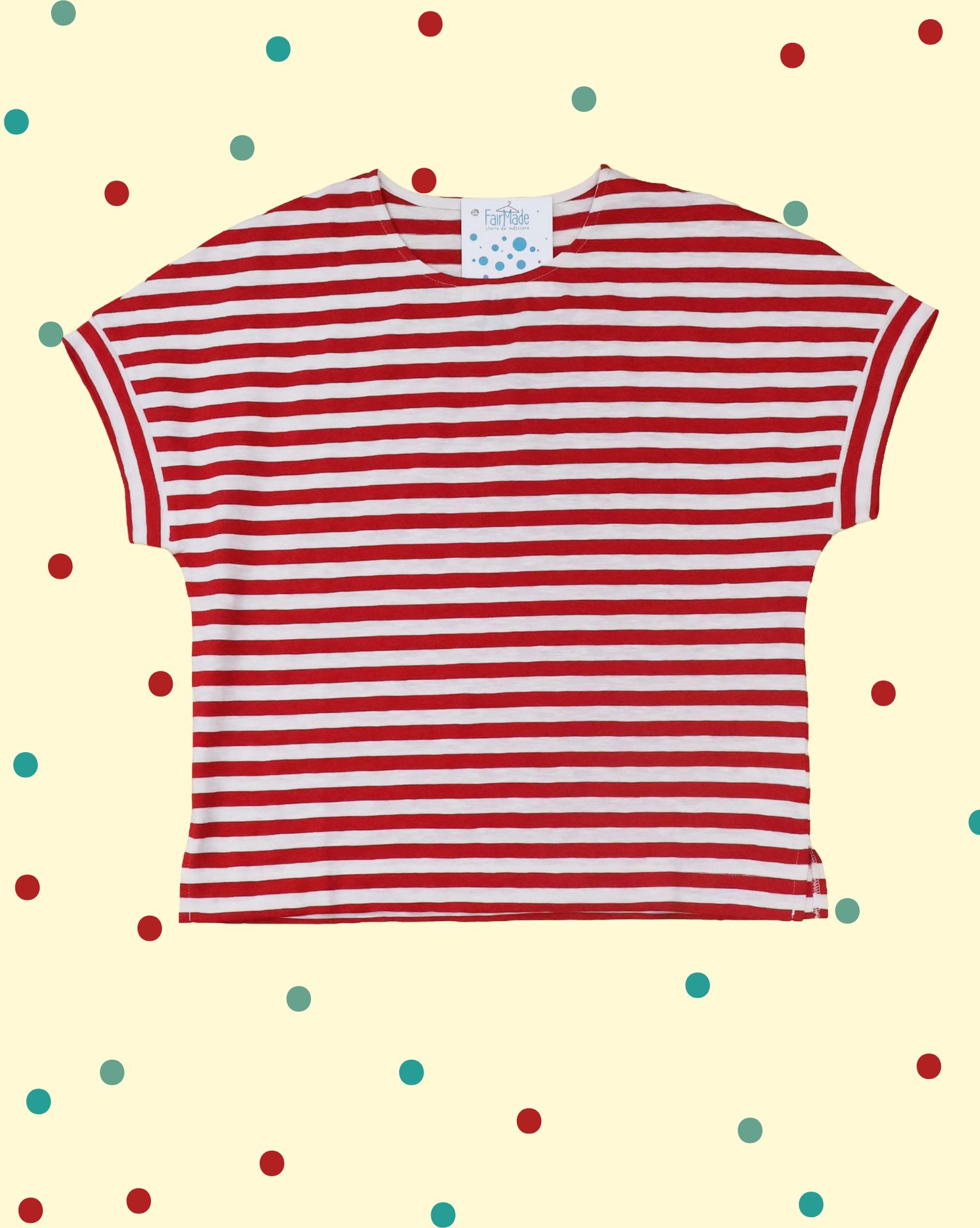 ciliegiarigarossamanicacorta Maglia Cherry Manica Corta - Riga BiancoRosso - immagine 1
