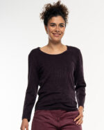 Maglia Lana Satèn - Riga Nero Viola - immagine 3