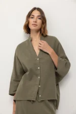 Camicia Poncha Over - Verde Kaky - immagine 3
