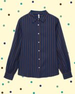 Camicia Poncha - Riga Cioccolato Blu